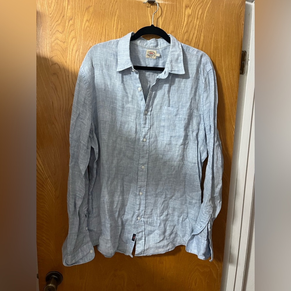 Faherty Laguna Light Blue Casual Button Down Shirt XL